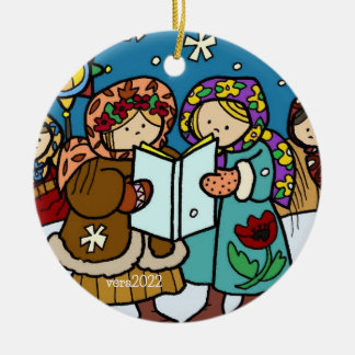Ukrainian Christmas Carollers Folk Art Ceramic Tree Decoration