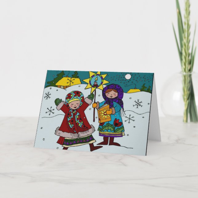 Ukrainian Christmas Carollers Holiday Card (Front)