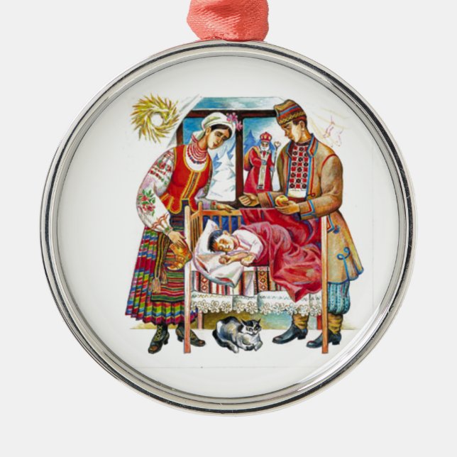 Ukrainian Christmas Day Metal Tree Decoration (Front)