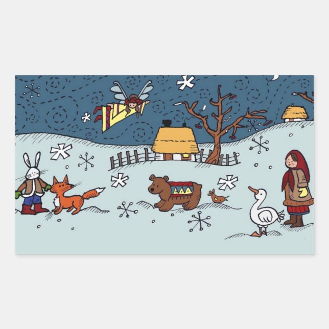 Ukrainian Christmas Eve Rectangular Sticker (Front)