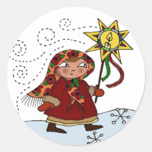 Ukrainian Christmas Star Classic Round Sticker