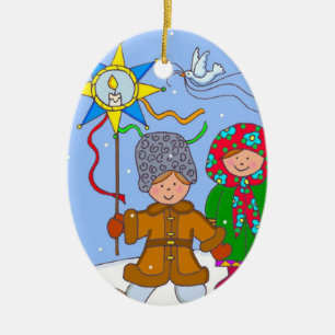 Ukrainian ChristmasCarollers Ceramic Tree Decoration