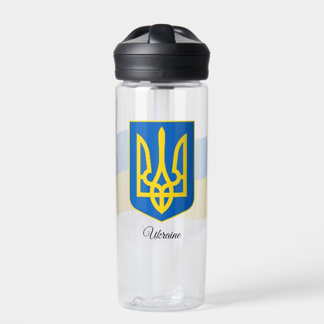 Ukrainian Coat of Arms, Flag, Ukraine Water Bottle (Front)