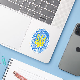 Ukrainian coat of arms on fingerprint background
