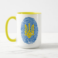 Ukrainian coat of arms on fingerprint background