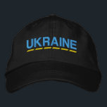 UKRAINIAN Colours Blue and Yellow on Black Embroidered Hat<br><div class="desc">UKRAINIAN Colours Blue and Yellow on Black embroidered hat to show your support for Ukraine!</div>