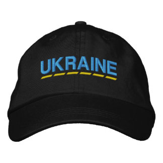 UKRAINIAN Colours Blue and Yellow on Black Embroidered Hat
