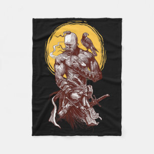 Ukrainian Cossack Warrior Holding Sword Fighting F Fleece Blanket