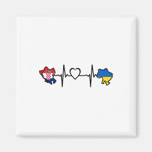 Ukrainian Croatian Flag - Ukraine Croatia Heartbea Magnet