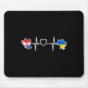 Ukrainian Croatian Flag - Ukraine Croatia Heartbea Mouse Mat