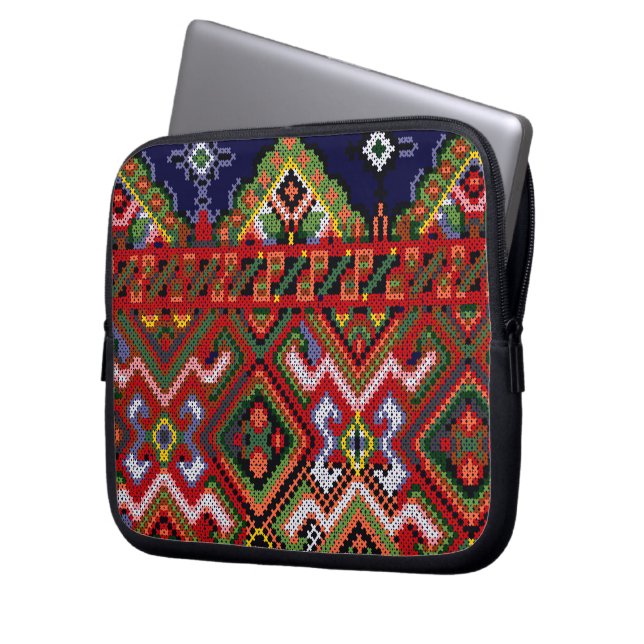 Ukrainian Cross Stitch Embroidery Zippered Neopren Laptop Sleeve (Front Left)