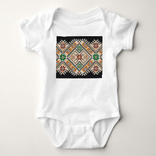Ukrainian Cross-Stitch: Ethnic Handmade Pattern. Baby Bodysuit