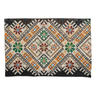 Ukrainian Cross-Stitch: Ethnic Handmade Pattern. Pillowcase