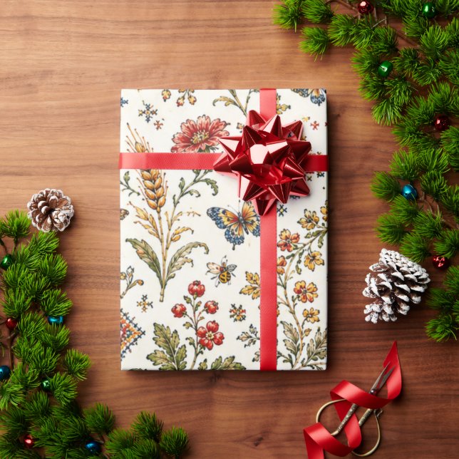 Ukrainian Cross Stitch Pattern Wrapping Paper (Holiday Gift)