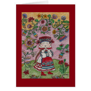 Ukrainian Dancer and Flowers Folk Art