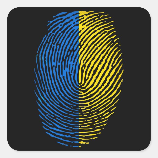 Ukrainian DNA blue yellow fingerprint Square Sticker (Front)