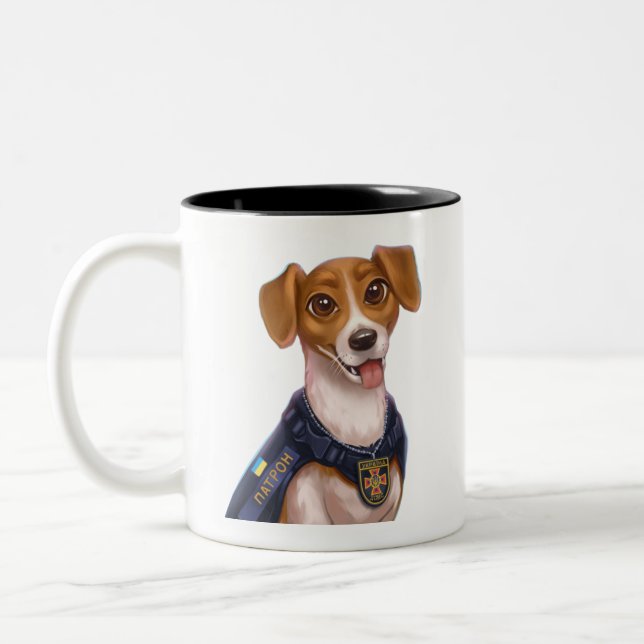 Ukrainian dog Patron T-Shirt Two-Tone Coffee Mug (Left)
