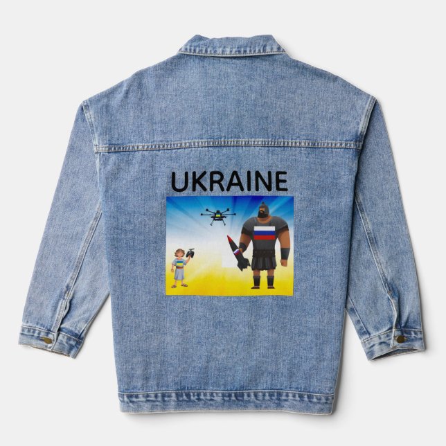 Ukrainian Drone Dominance  Denim Jacket (Back)