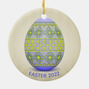 Ukrainian Easter Egg (Pysanka) Design Ceramic Orna Tree Decoration