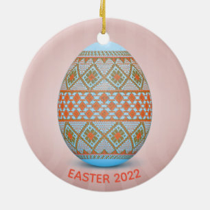 Ukrainian Easter Egg (Pysanka) Design Ceramic Tree Decoration