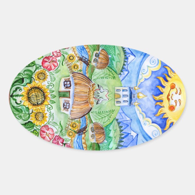 Ukrainian Easter egg Pysanka Oval Sticker (Front)