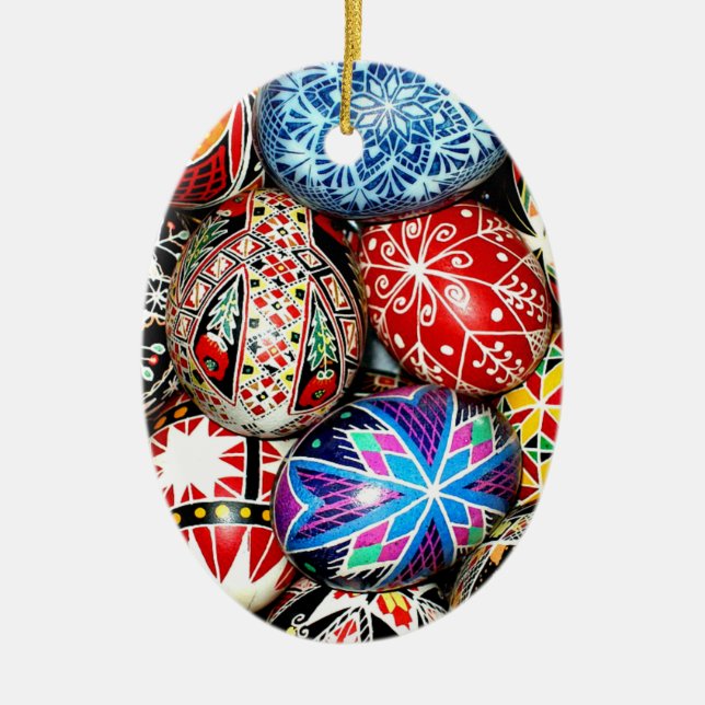 Ukrainian Easter Eggs Ceramic Tree Decoration (Front)