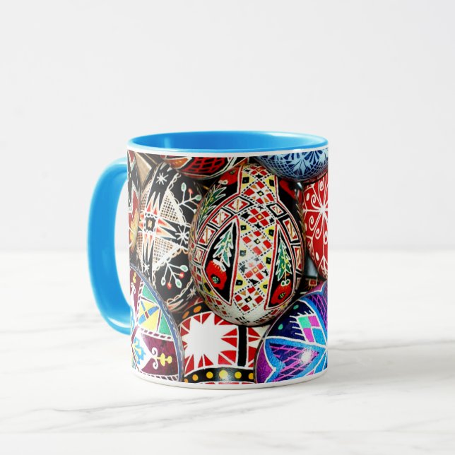 Ukrainian Easter Eggs, ornate and colourful, Mug (Front Left)