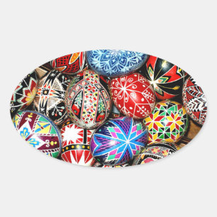 Ukrainian Easter Eggs Oval Sticker
