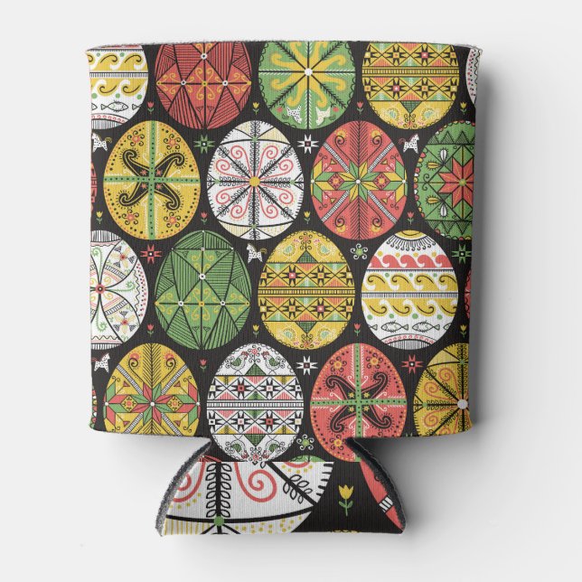 Ukrainian Easter eggs, vintage pattern. Can Cooler (Front)