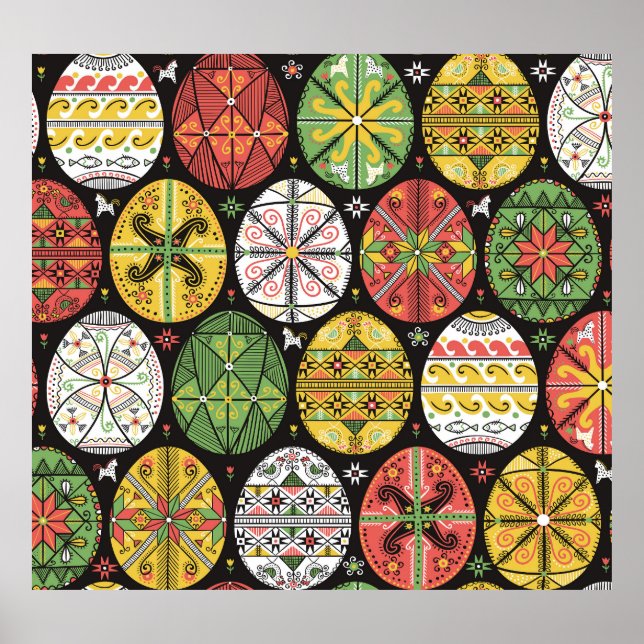 Ukrainian Easter eggs, vintage pattern. Poster (Front)