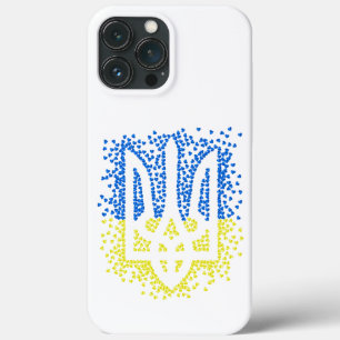 Ukrainian emblem trident tryzub scattering hearts iPhone 13 pro max case