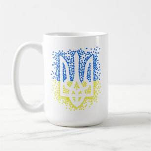 Ukrainian emblem trident tryzub scattering hearts coffee mug