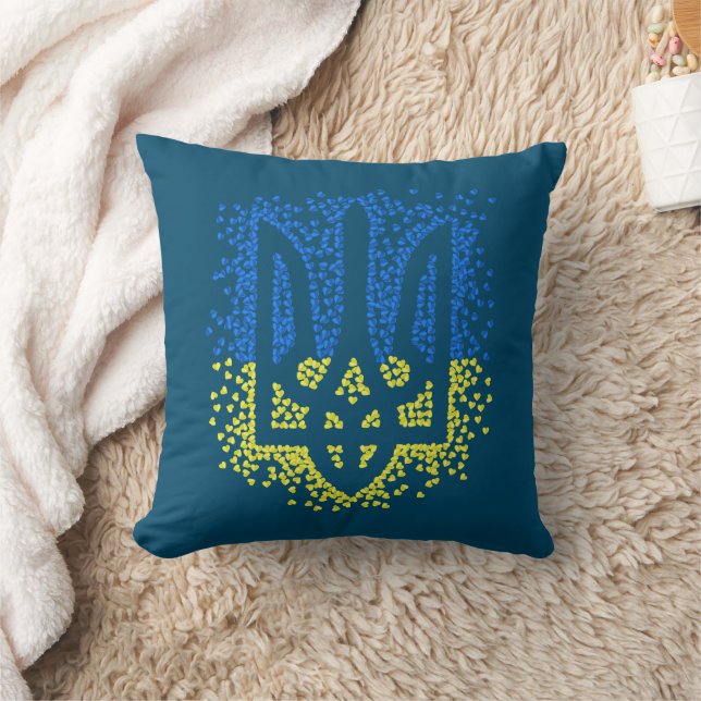 Ukrainian emblem trident tryzub scattering hearts cushion (Blanket)