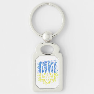 Ukrainian emblem trident tryzub scattering hearts key ring
