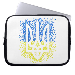 Ukrainian emblem trident tryzub scattering hearts laptop sleeve