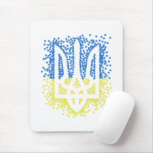 Ukrainian emblem trident tryzub scattering hearts mouse mat