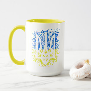 Ukrainian emblem trident tryzub scattering hearts mug