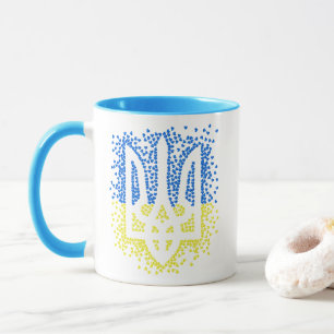 Ukrainian emblem trident tryzub scattering hearts mug