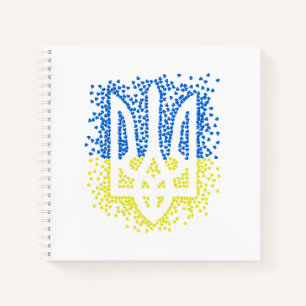 Ukrainian emblem trident tryzub scattering hearts notebook