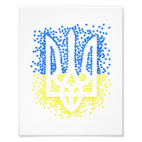 Ukrainian emblem trident tryzub scattering hearts