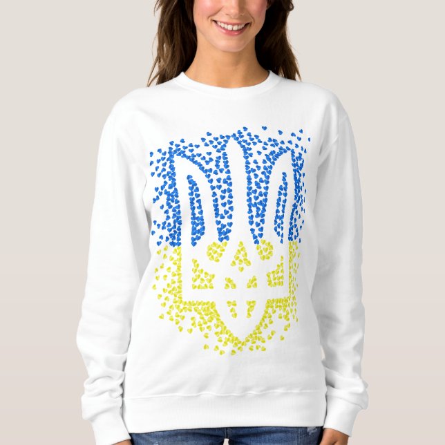 Ukrainian emblem trident tryzub scattering hearts sweatshirt (Front)