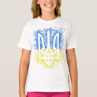 Ukrainian emblem trident tryzub scattering hearts