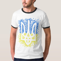 Ukrainian emblem trident tryzub scattering hearts