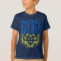 Ukrainian emblem trident tryzub scattering hearts