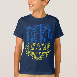 Ukrainian emblem trident tryzub scattering hearts T-Shirt
