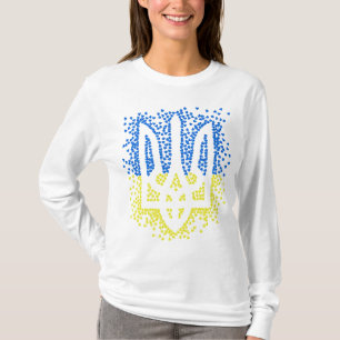 Ukrainian emblem trident tryzub scattering hearts T-Shirt