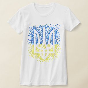 Ukrainian emblem trident tryzub scattering hearts T-Shirt
