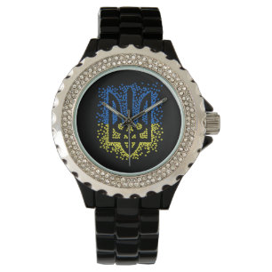 Ukrainian emblem trident tryzub scattering hearts watch
