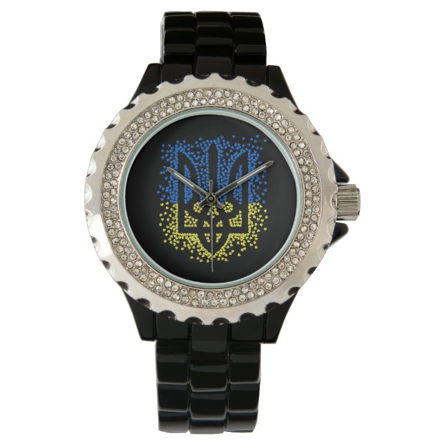 Ukrainian emblem trident tryzub scattering hearts watch (Front)