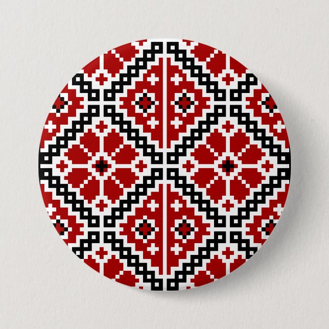 Ukrainian embroidery 7.5 cm round badge (Front)